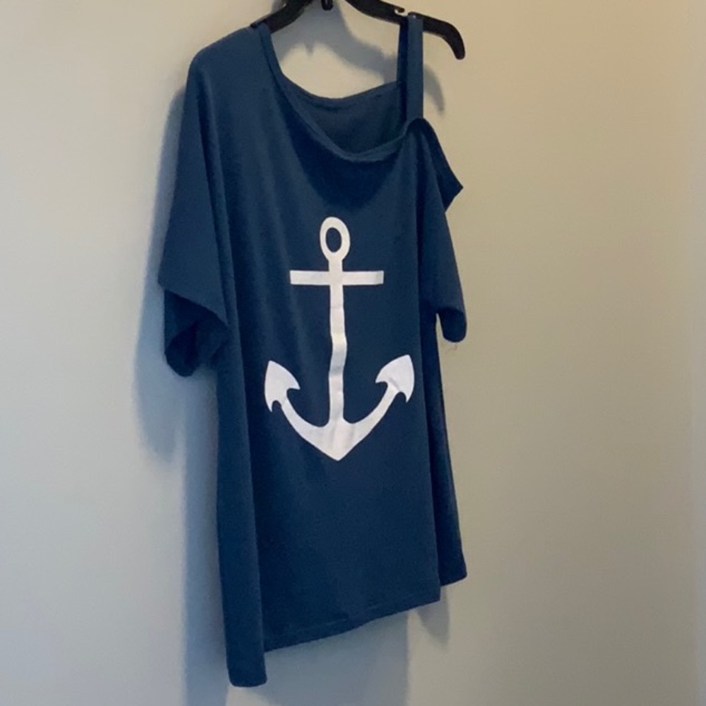 Anchor shirt tank/cut off shoulder